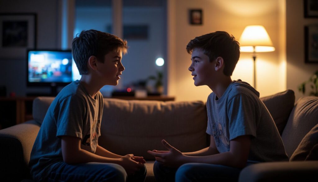 Два мальчика делятся секретами