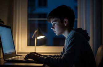 Подросток сидит у окна в вечернем свете и размышляет о личных границах