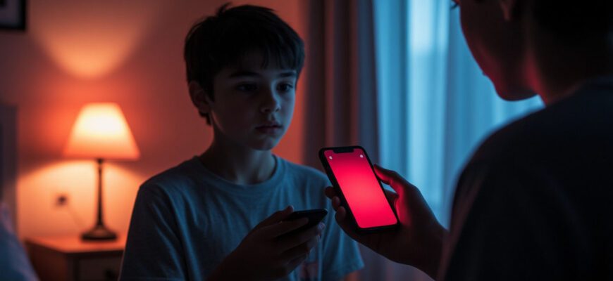 Мальчик передаёт телефон взрослому