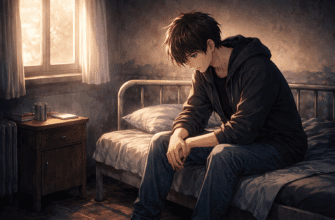 подросток в реанимации в темной палате с медицинскими приборами