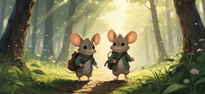 Рассказ про Риви и Мейва 1 Два мышонка идут через утренний лес перед контрольной в Школяриуме