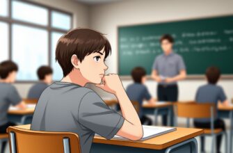 подросток в школьном классе задумчиво смотрит на учителя