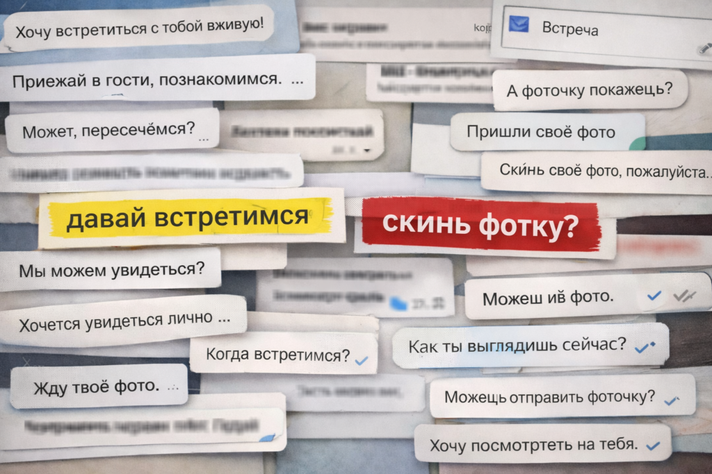 Настойчивые предложения встретиться или показать фотографию.